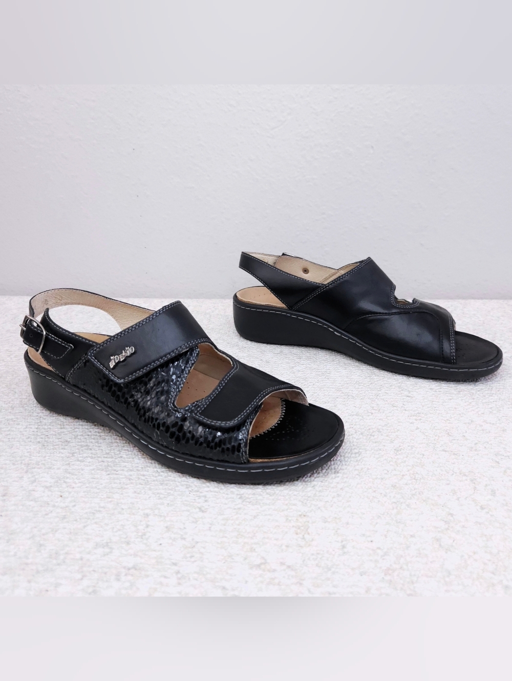 FIDELIO Hallux Fabia Slingback Sandals Black Strappy Orthotic Shoes